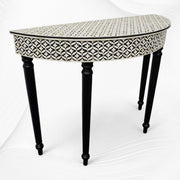 Black Embossed Bone Inlay Curved Console