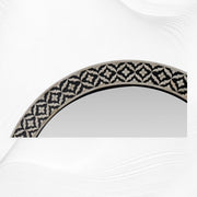 Black Floral Embossed Bone Mirror Round