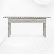 Black Geometric Bone Inlay 3 Drawer Console Long Edges