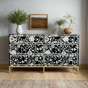 Blooming Flowers Bone Inlay Chest Black