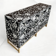 Blooming Flowers Bone Inlay Chest Black 3