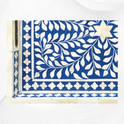 Blue Bone Inlaid Rectangular Tray Floral Design | Blue Bone Inlay Tray