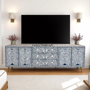 Blue Ella Colored Bone Inlay Media Cabinet