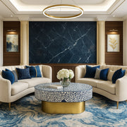 Blue Ella Colored Bone Inlay Oval Coffee Table