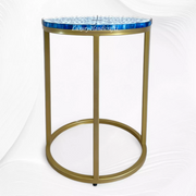 Blue Ella Colored Bone Inlay Round Side Table