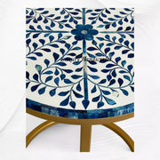 Blue Ella Colored Bone Inlay Round Side Table