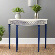 Blue Embossed Bone Inlay Curved Console