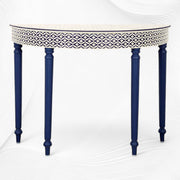 Blue Embossed Bone Inlay Curved Console