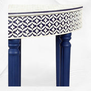 Blue Embossed Bone Inlay Curved Console