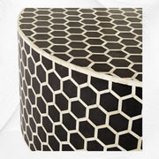 Bone Inlaid Round Coffee Table Honeycomb Black | Bone Inlay Centre Table