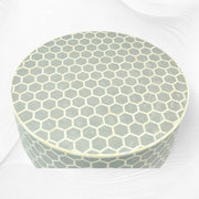 Bone Inlaid Round Coffee Table Honeycomb Grey | Bone Coffee Table