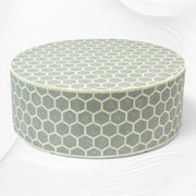 Bone Inlaid Round Coffee Table Honeycomb Grey | Bone Coffee Table