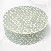 Bone Inlaid Round Coffee Table Honeycomb Grey | Bone Coffee Table