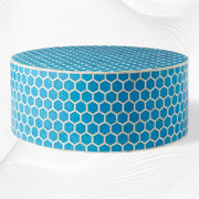 Bone Inlaid Round Coffee Table Honeycomb Turquoise