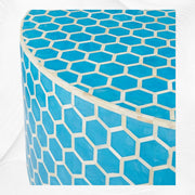 Bone Inlaid Round Coffee Table Honeycomb Turquoise