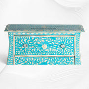 Bone Inlay 2 Drawer Small Chest Curved Legs Turquoise