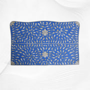 Bone Inlay Accent Chest Three Drawer Curved Leg Blue