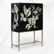 Bone Inlay Bar Cabinet Black Sparrow