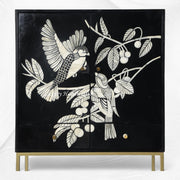 Bone Inlay Bar Cabinet Black Sparrow