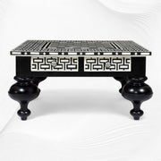 Bone Inlay Chess Coffee Table Black