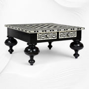 Bone Inlay Chess Coffee Table Black