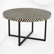 Bone Inlay Coffee Table Diamond Stripe Black