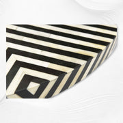 Bone Inlay Coffee Table Diamond Stripe Black