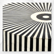 Bone Inlay Center Table Stripe Design Black