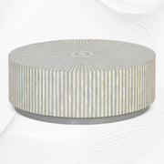 Bone Inlay Center Table Stripe Design Grey