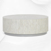 Bone Inlay Center Table Stripe Design Grey