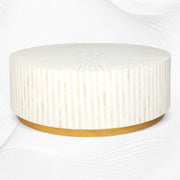 Bone Inlay Center Table Stripe Design White