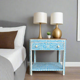 Bone Inlay Edge Floral Bedside