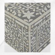 Bone Inlay Floral 3 Drawer Console Edge Grey