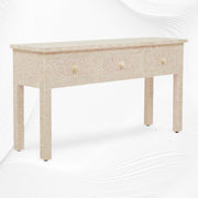 Bone Inlay Floral 3 Drawer Console Edge Peach
