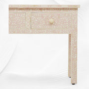 Bone Inlay Floral 3 Drawer Console Edge Peach