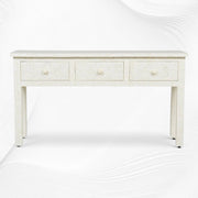Bone Inlay Floral 3 Drawer Floral Console Edge White