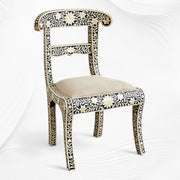 Bone Inlay Floral Chair Black