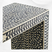Bone Inlay Floral Console Table Black