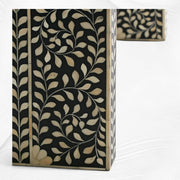 Bone Inlay Floral Console Table Black