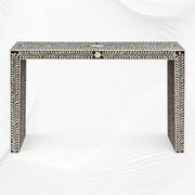 Bone Inlay Floral Console Table Black