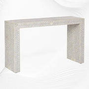 Bone Inlay Floral Console Table Grey