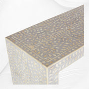 Bone Inlay Floral Console Table Grey