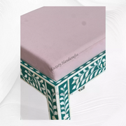 Bone Inlay Floral Stool Green