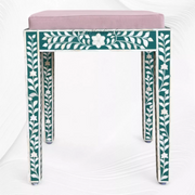 Bone Inlay Floral Stool Green