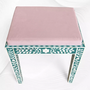 Bone Inlay Floral Stool Green