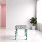 Bone Inlay Floral Stool Green