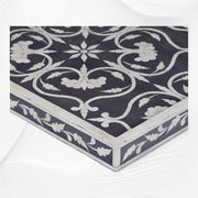 Bone Inlay Flower Tray Black | Wood Inlay Tray