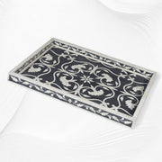 Bone Inlay Flower Tray Black | Wood Inlay Tray