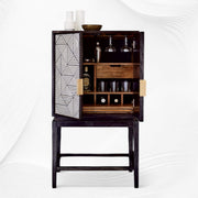 Bone Inlay Geometric Bar Cabinet Black
