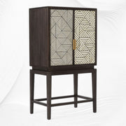 Bone Inlay Geometric Bar Cabinet Black